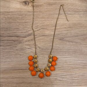 J. Crew Vibrant Orange and Gold Necklace